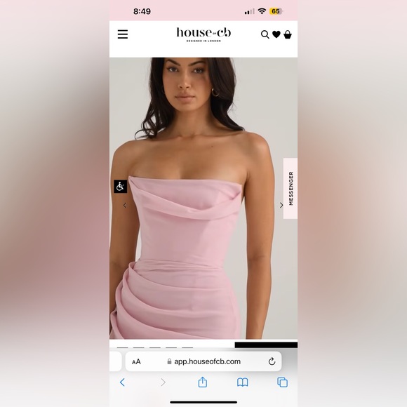 HOUSE OF CB ADRIENNE DRESS - PINK QUARTZ GEORGETTE STRAPLESS GOWN - Picture 8 of 9